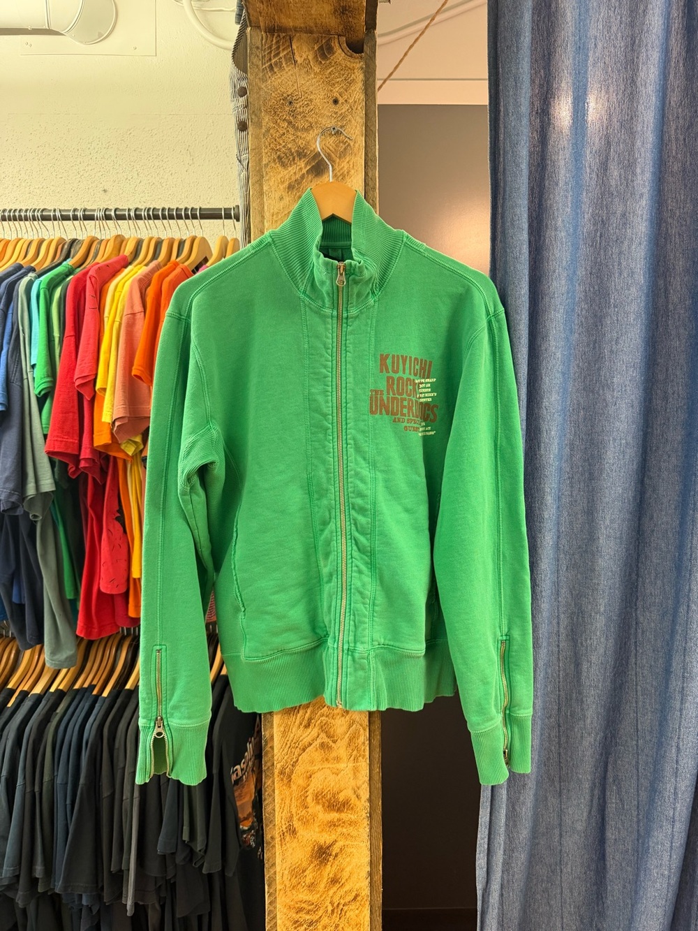 Vintage kuyichi green zip up sweater